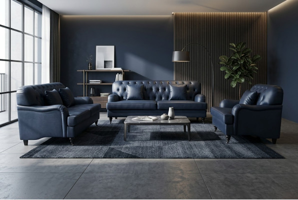 Divano Chesterfield in pelle - Set di divani - Elegante - Lusso - Design moderno per il soggiorno.