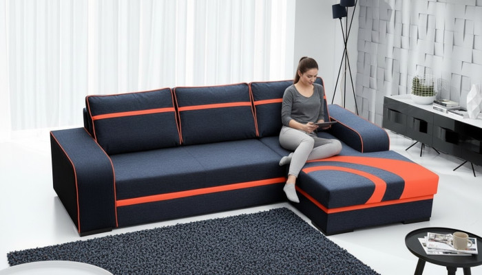 Divano letto angolare con funzione letto e imbottitura - Moderno set con funzione letto NUOVO