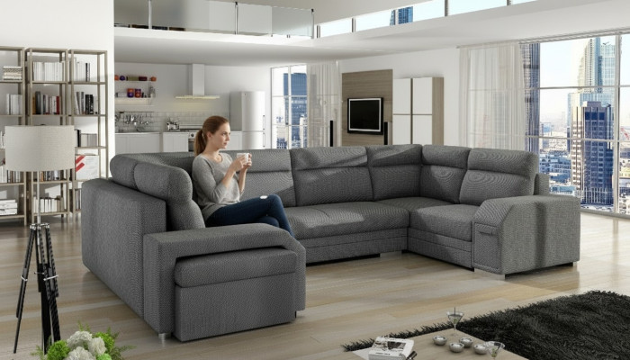XXL Parure di mobili soggiorno ad angolo divano sofà imbottito design a forma di U angolo nuovo