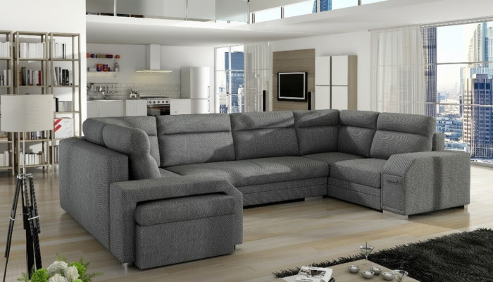 XXL Parure di mobili soggiorno ad angolo divano sofà imbottito design a forma di U angolo nuovo