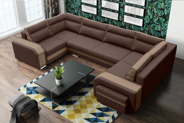 XXL divano angolare soggiorno design a forma di U nuovo.