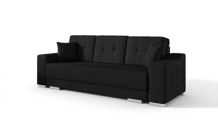 Divano a tre posti in tessuto con funzione letto, divano letto, imbottitura nuova.
