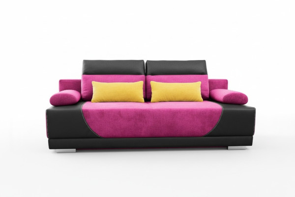 Divano letto in tessuto nuovo con funzione letto, divano a 3 posti in tessuto imbottito.