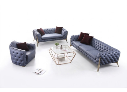 Divano di lusso di alta qualità Set di divani imbottiti 3+2+1 Chesterfield Ensemble
