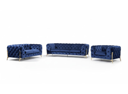 Tessuto di lusso per divano in stoffa imbottita 3 posti + 1 posto Chesterfield.  Lussuoso tessuto per divano imbottito 3 posti + 1 posti Chesterfield.