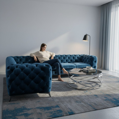 Velluto angolo divano Chesterfield di lusso angolo divani imbottiti divano divani.