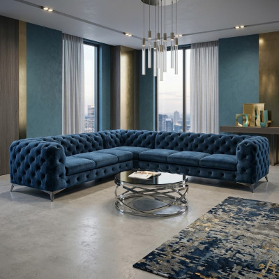Velluto angolo divano Chesterfield di lusso angolo divani imbottiti divano divani.