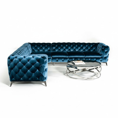 Velluto angolo divano Chesterfield di lusso angolo divani imbottiti divano divani.