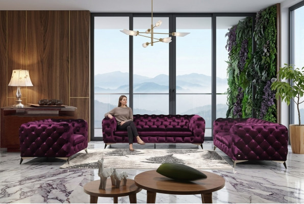 Tessuto di lusso per divano, poltrona imbottita, set da 3 posti + 1, set Chesterfield.