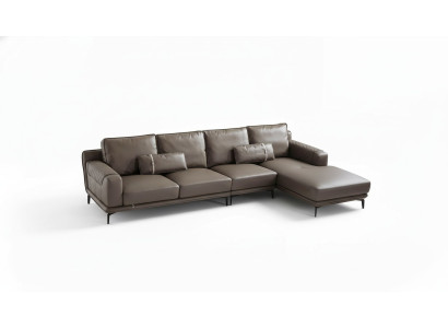 Divano angolare design in pelle per salotto.