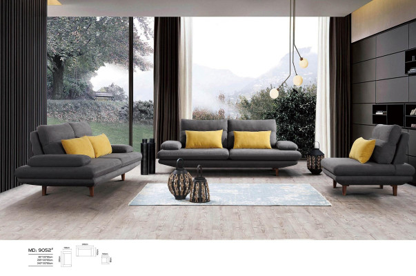 Divano Divano Imbottito Design Set 3+2+1 Tessuto Divani Sofà.
