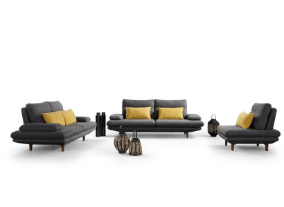 Divano Divano Imbottito Design Set 3+2+1 Tessuto Divani Sofà.