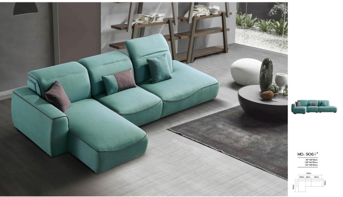 Sofà angolare di design italiano Completamente imbottito angolare Tessuto per divani.