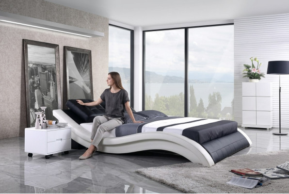 Design Letto Matrimoniale Struttura dell'Hotel Camera da Letto in Pelle di Lusso Moderna