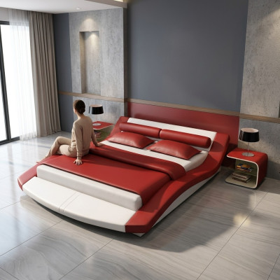 Design Letto in Pelle Struttura di Hotel di Lusso Camera da Letto Matrimoniale Moderna