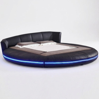 Letto circolare in pelle design Letto rotondo doppio di lusso Hotel struttura dormire immediatamente