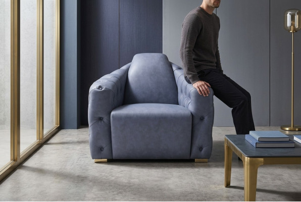 Divano design italiano 2 poltrone singole set divani 1+1, set di cuscini Chesterfield nuovo