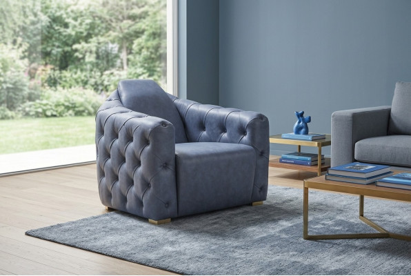 Divano design italiano 2 poltrone singole set divani 1+1, set di cuscini Chesterfield nuovo