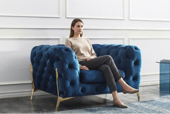 Chesterfield Set 2x Poltrona Divano Set Chesterfield 1+1 Posto Imbottito Poltrona