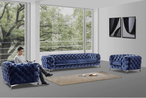 Divano Chesterfield Divano Imbottito XXL Big Set Tessile 4+1+1 design