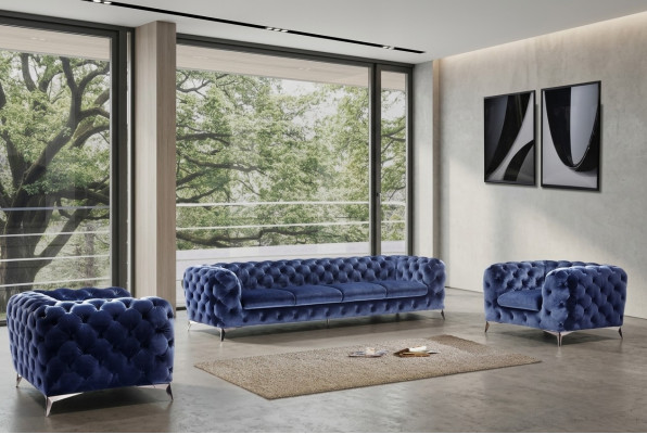 Divano Chesterfield Divano Imbottito XXL Big Set Tessile 4+1+1 design