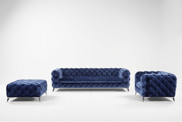 Divano Chesterfield Divano Imbottito XXL Big Set Tessile 4+1+1 design