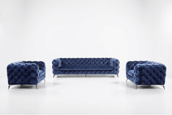 Divano Divano Imbottito XXL Grande Set Chesterfield Tessuto 3+2+2 Divani Design