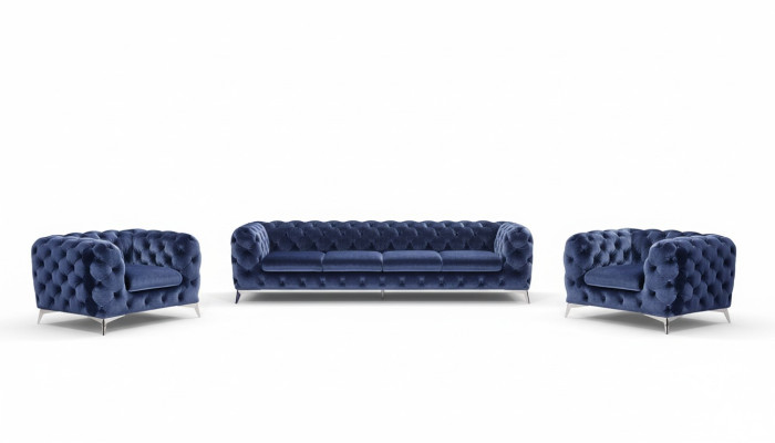 Divano Chesterfield Divano Set di copridivani in tessuto 2+1 divano design Nuovo XXL Big