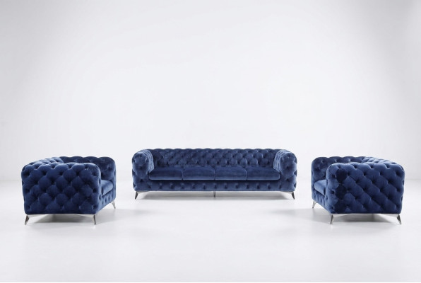 Divano Chesterfield divano imbottito XXL grande set tessile 2+1+1 divani design