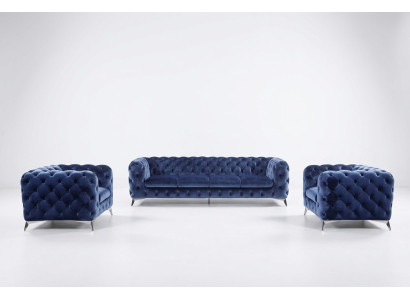 Divano Chesterfield divano imbottito XXL grande set tessile 2+1+1 divani design