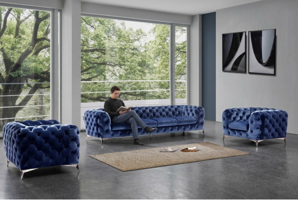Sofà italiano 2 divani singoli Set divani imbottiti Chesterfield Nuovo 1+1 posto