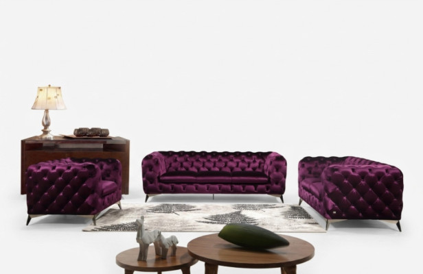 Divano Chesterfield Couch XXL Grande Garnitura Tessile 3+1+1 divani design Poltrone