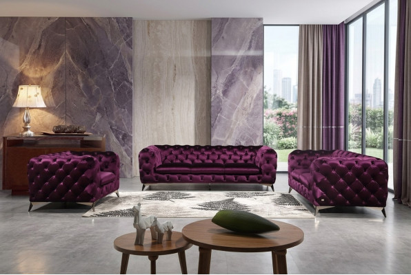 Divano Chesterfield Divano Imbottito XXL Grande Tessuto 3+2+1 divani di design.