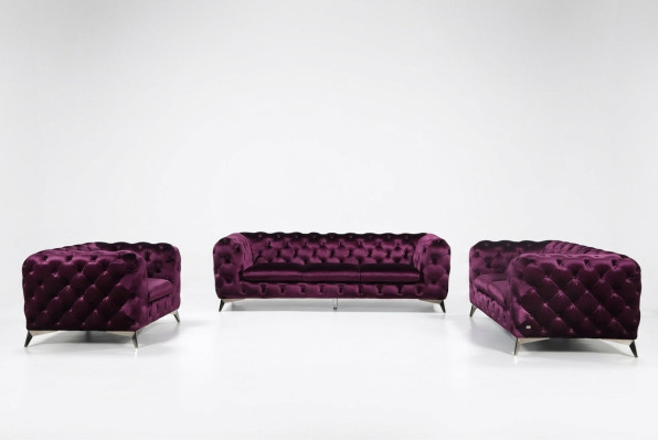 Divano Chesterfield Divano Imbottito XXL Grande Tessuto 3+2+1 divani di design.
