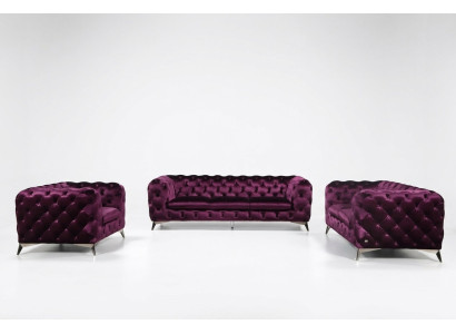Divano Chesterfield Divano Imbottito XXL Grande Tessuto 3+2+1 divani di design.