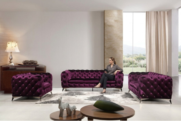 Divano Chesterfield italiano 2 poltrone singole set divano set di tappezzerie nuovo 1+1 sedile