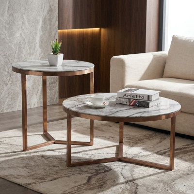 Couch Tisch Rund Tische Runde Sofa Metall Glas Beistell Designer Luxus Tavolo da divano Tavoli rotondi Divano rotondo Metallo Vetro Tavolino Design di lusso