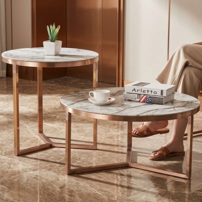 Designer Tavolo Rotondo Tavoli Tavolo Rotondo Divano Metallo Vetro Auxilia