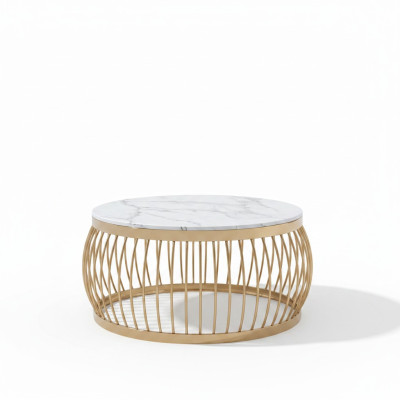 Sofa Tavolo in acciaio inossidabile con pietra design tondo.