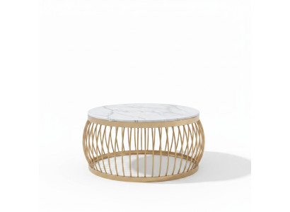 Sofa Tavolo in acciaio inossidabile con pietra design tondo.