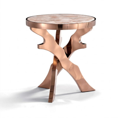 Tavolino da salotto rotondo in metallo e vetro design per soggiorno.