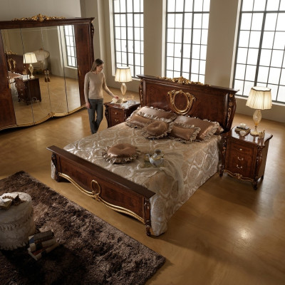 Letto matrimoniale in legno design letto stile antico barocco rococò 2 comodini nuovi