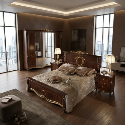 Letto matrimoniale in legno design letto stile antico barocco rococò 2 comodini nuovi