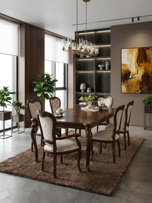 Classico set di 4 sedie design in legno italiano per sala da pranzo.