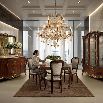 Tavolo da pranzo 6 sedie Tavolo da pranzo Stile Jugendstil mobili di lusso reali nuovi Rokoko