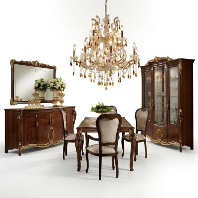 Tavolo da pranzo + 8 sedie Tavolo da pranzo stile Rococò barocco Liberty