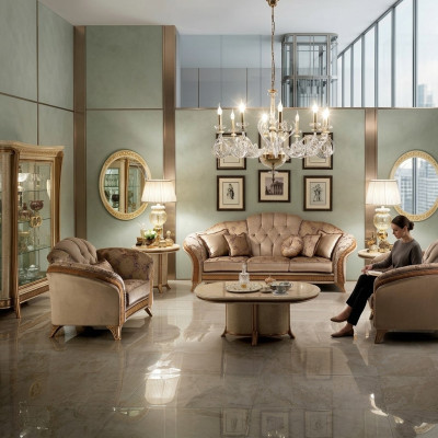 Set di divani divano divano 3 + 3 soggiorno mobili da design classici barocchi.