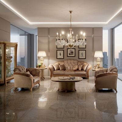 Set di divani divano divano 3 + 3 soggiorno mobili da design classici barocchi.