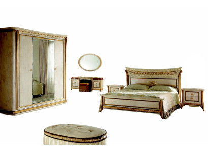 Letto + comodino reale Camera da letto letto imbottito Mobili di design in stile Rococò