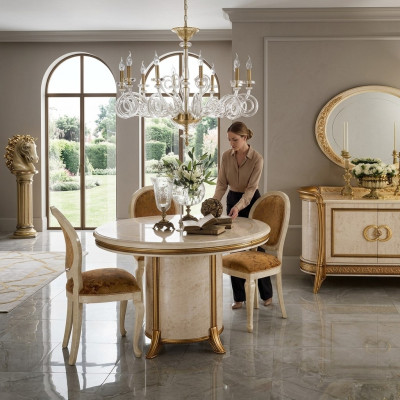 Tavolo da pranzo Tavolo Tavolo rotondo Designer Barocco Rococò classico Art Nouveau antico
